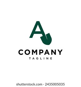 Letter A Shovel spade logo icon vector template.eps