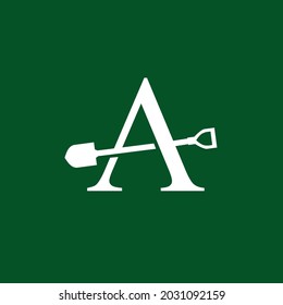 a letter shovel spade logo vector icon illustration