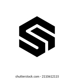 Letter SI bold polygon logo design