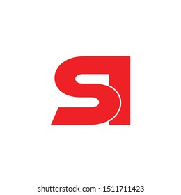 letter si capital geometric simple logo vector