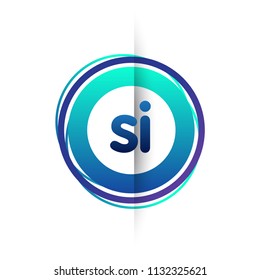 Letter SI logo with colorful circle, letter combination logo design with ring, circle object for creative industry, web, business and company.

