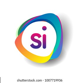 Letter SI logo with colorful splash background, letter combination logo design for creative industry, web, business and company.