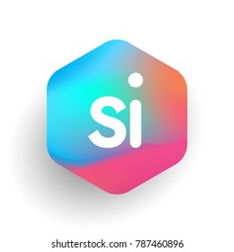 Letter SI logo in hexagon shape and colorful background, letter combination logo design for business and company identity.
