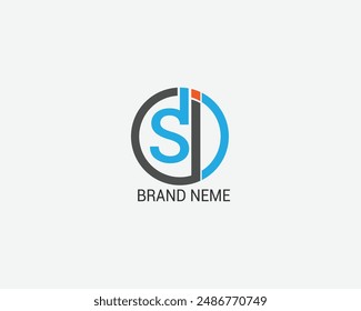 letter SI logo simple free text creative  modern vector design