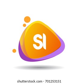 Letter SI logo in triangle splash and colorful background, letter combination logo design for creative industry, web, business and company.