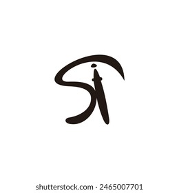 letter si motion art ink pen logo vector 