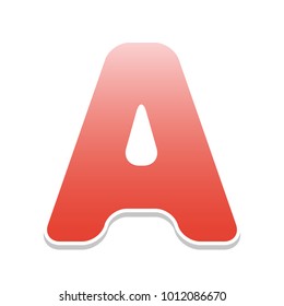 Letter A sign design template element. Vector. Reddish icon with white and gray shadow on white background. Isolated.