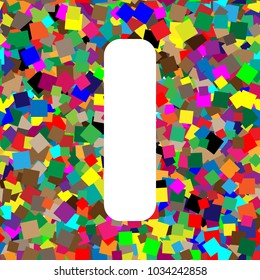 Letter I sign design template element. Vector. White icon on colorful background with seamless pattern from squares.