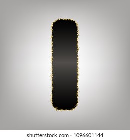 Letter I sign design template element. Vector. Blackish icon with golden stars at grayish background.