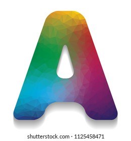 Letter A sign design template element. Vector. Colorful icon with bright texture of mosaic with soft shadow on white background. Isolated.