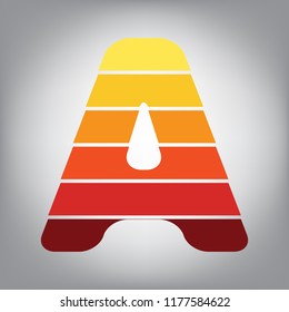 Letter A sign design template element. Vector. Horizontally sliced icon with colors from sunny gradient in gray background.
