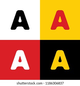 Letter A sign design template element. Vector. Icons of german flag on corresponding colors as background.