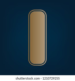 Letter I sign design template element. Vector. Golden icon and border at dark cyan background.