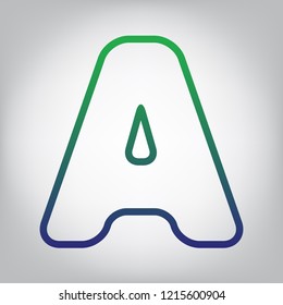 Letter A sign design template element. Vector. Green to blue gradient contour icon at grayish background with light in center.