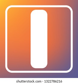 Letter I sign design template element. Vector. White icon on transparent button at orange-violet gradient background.