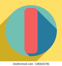 Letter I sign design template element. Sunset orange icon with llapis lazuli shadow inside medium aquamarine circle with different goldenrod shadow at royal yellow background.