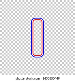 Letter I sign design template element. Red, white and contour icon at transparent background. Illustration.