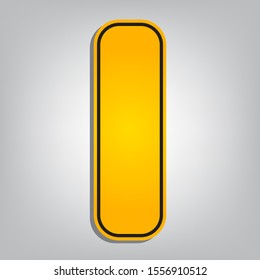 Letter I sign design template element. Flat orange icon with overlapping linear black icon with gray shadow at whitish background. Illustration.