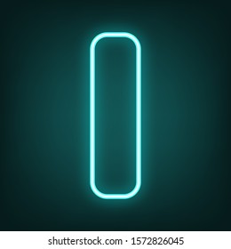 Letter I sign design template element. Cyan neon icon in the dark. Bluring. Luminescence. Illustration.