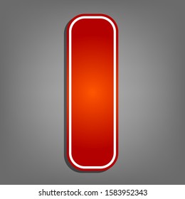 Letter I sign design template element. Flat red icon with linear white icon with gray shadow at grayish background. Illustration.