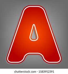 Letter A sign design template element. Flat red icon with linear white icon with gray shadow at grayish background. Illustration.