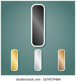 Letter I sign design template element. Set of metallic Icons with gray, gold, silver and bronze gradient with white contour and shadow at viridan background. Illustration.