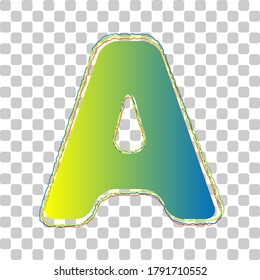 Letter A sign design template element. Blue to green gradient Icon with Four Roughen Contours on stylish transparent Background. Illustration.