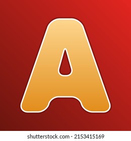 Elemento de plantilla de diseño de signo de letra A. Icono de gradiente dorado con contornos sobre fondo recto. Ilustración.