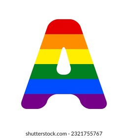 Letter A sign design template element. Rainbow gay LGBT rights colored Icon at white Background. Illustration.