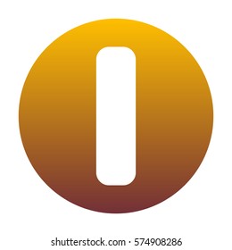 Letter I sign design template element. White icon in circle with golden gradient as background. Isolated.
