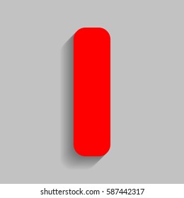 Letter I sign design template element. Vector. Red icon with soft shadow on gray background.
