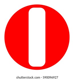 Letter I sign design template element. Vector. White icon in red circle on white background. Isolated.