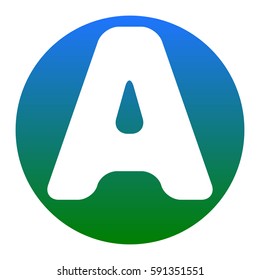 Letter A sign design template element. Vector. White icon in bluish circle on white background. Isolated.