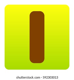 Letter I sign design template element. Vector. Brown icon at green-yellow gradient square with rounded corners on white background. Isolated.
