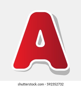 Letter A sign design template element. Vector. New year reddish icon with outside stroke and gray shadow on light gray background.