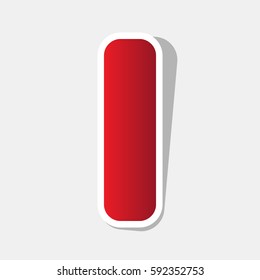 Letter I sign design template element. Vector. New year reddish icon with outside stroke and gray shadow on light gray background.
