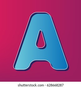 Letter A sign design template element. Vector. Blue 3d printed icon on magenta background.