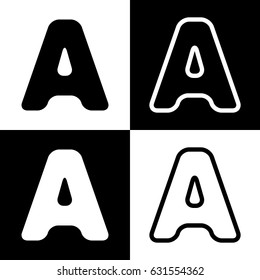 Letter A sign design template element. Vector. Black and white icons and line icon on chess board.
