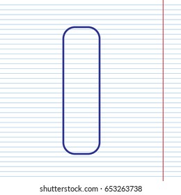 Letter I sign design template element. Vector. Navy line icon on notebook paper as background with red line for field.