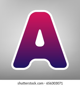 Letter A sign design template element. Vector. Purple gradient icon on white paper at gray background.