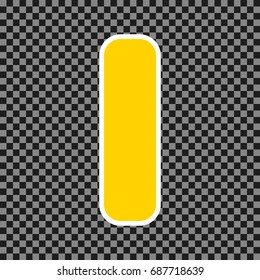 Letter I sign design template element. Vector. Yellow icon with white contour on dark transparent background.