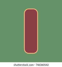 Letter I sign design template element. Vector. Cordovan icon and mellow apricot halo with light khaki filled space at russian green background.