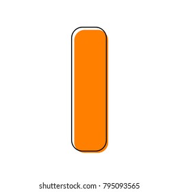 Letter I sign design template element. Vector. Black line icon with shifted flat orange filled icon on white background. Isolated.