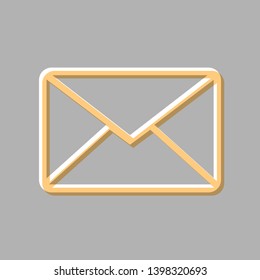 Letter sign illustration. Emboss effect with light orange icon on gray background.