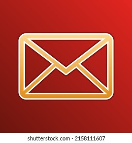 Letter sign illustration. Golden gradient Icon with contours on redish Background. Illustration.