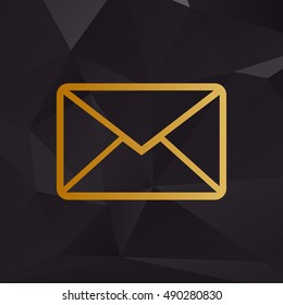 Letter sign illustration. Golden style on background with polygons.