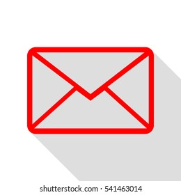 Letter sign illustration. Red icon with flat style shadow path.