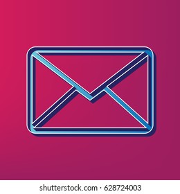 Letter sign illustration. Vector. Blue 3d printed icon on magenta background.