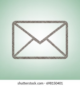Letter sign illustration. Vector. Brown flax icon on green background with light spot at the center.