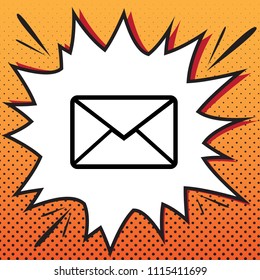 Letter sign illustration. Vector. Comics style icon on pop-art background.